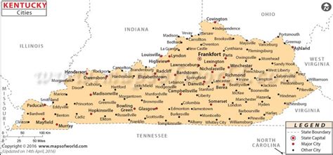Map Of Kentucky Cities Map Of The World