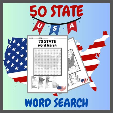 Usa Geography Worksheet All 50 Fifty Us States Word Search Puzzle