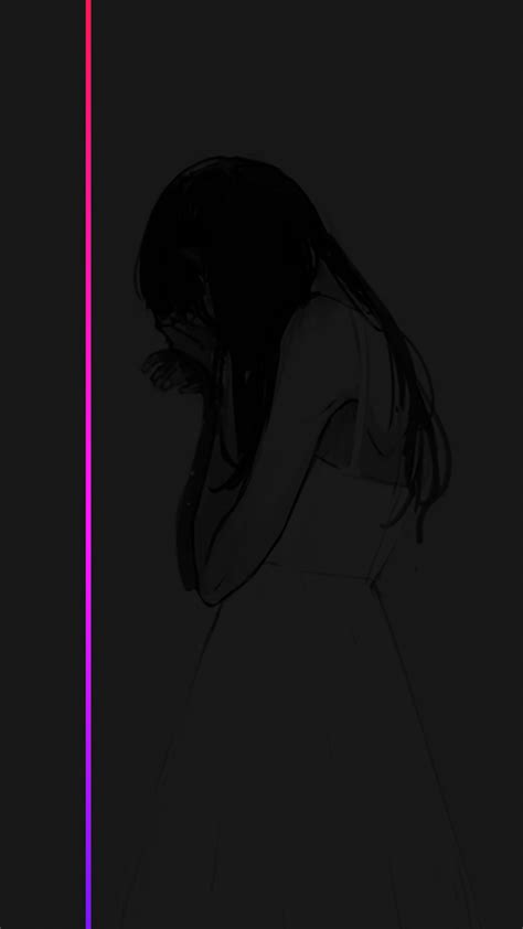 Wallpaper Gradient Minimalism Dark Anime Girls Monochrome