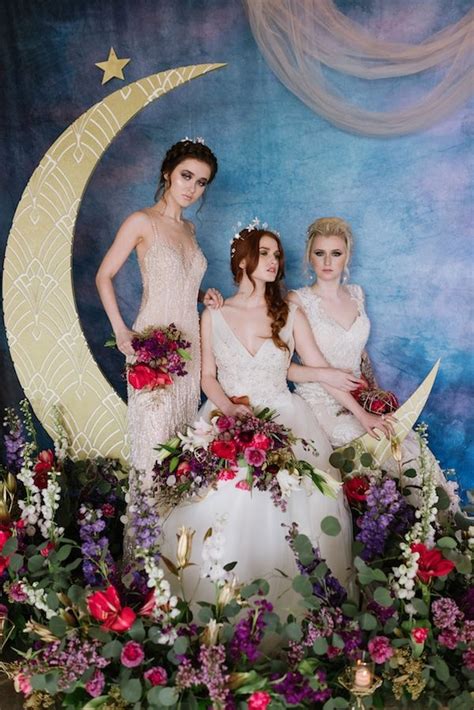 celestial wedding inspiration with dresses from demetrios celestial wedding celestial wedding