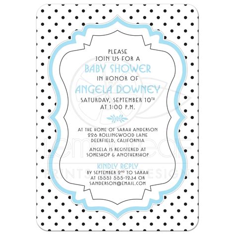 Add even more adorable ideas to your celebration with our pink baby shower supplies. Baby Shower Invite Chic Retro Black White Polka Dots Blue