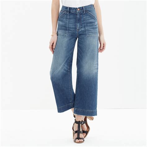 Lyst Madewell Wide Leg Crop Jeans In Blue