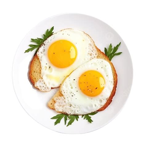 Two Fried Eggs For Healthy Breakfast Egg Plate Breakfast Png