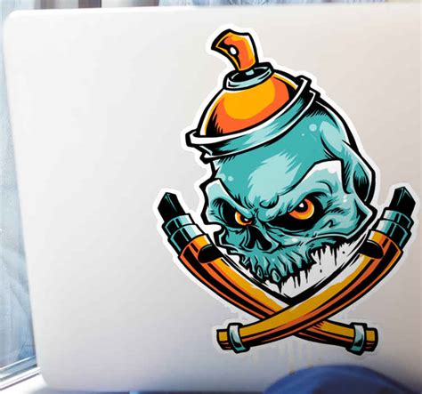 Skull Spray Paint Laptop Stickers Tenstickers