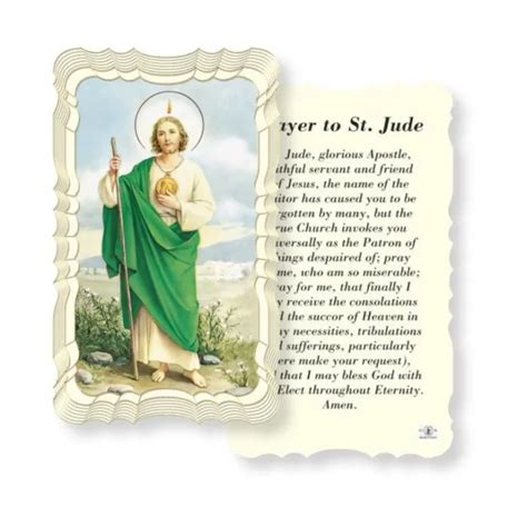 Saint Jude With Prayer To St Jude Scalloped Trim Paperstock Holy