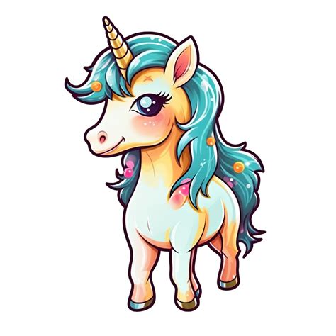 Cute Cartoon Unicorn Sticker 24487806 Png