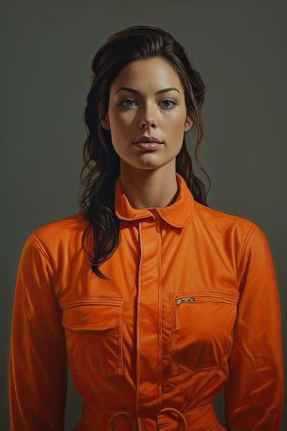 Premium Ai Image A Woman In An Orange Jumpsuit