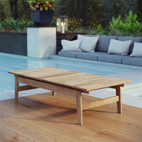 Bayport Outdoor Patio Teak Coffee Table Natural By Modway