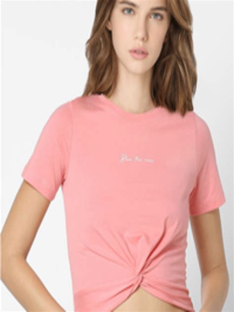 Buy Only Women Peach Coloured Cotton T Shirt Tshirts For Women
