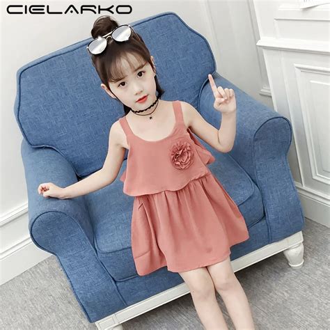 Cielarko Infant Girls Strap Dress Cotton Solid Baby Summer Dresses 2018