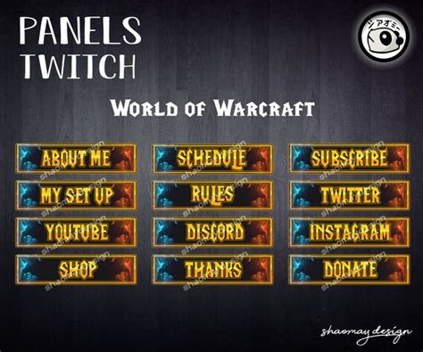 Twitch World Of Warcraft Panels English Etsy