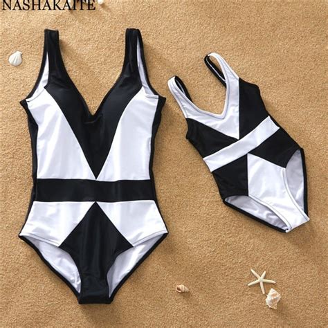 Nashakaite Mommy And Me Swimsuit Summer Beach One Piece Swimsuits