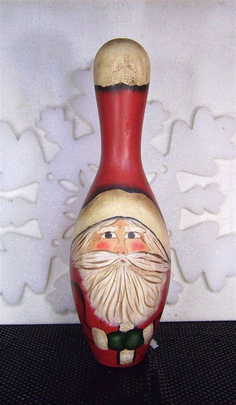 Vintage Santa Bowling Pin Or Gourd Or Light Bulb Bowling Ball Crafts Diy Bowling Bowling