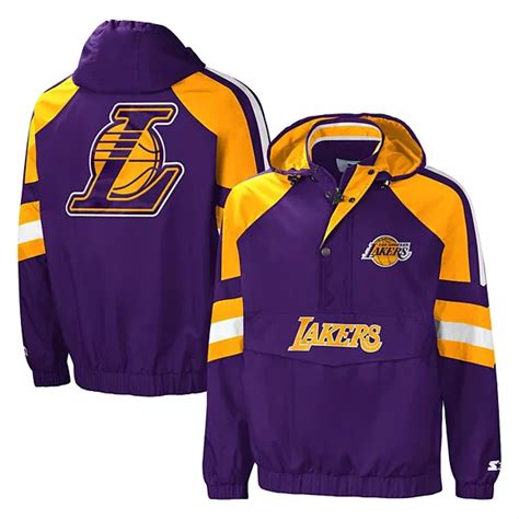 Mens Starter Purplegold Los Angeles Lakers The Pro Ii Half Zip Jacket
