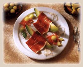 Honigmelonen - Salat mit Serrano- Schinken Jamon de