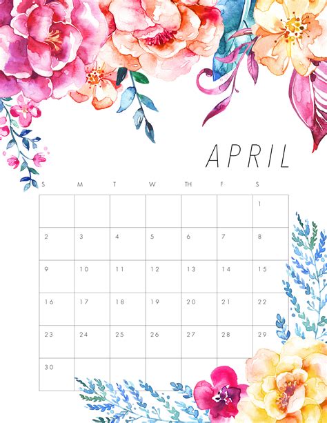 Free Printable 2017 Floral Calendar The Cottage Market