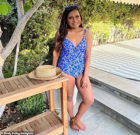 Mindy Kaling Shows Off Her Slimmed Down Figure In Sexy Blue Swimsuit