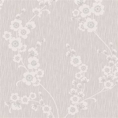 Henderson Interiors Chelsea Glitter Floral Wallpaper Soft Grey Silver