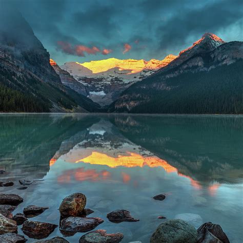 Dramatic Lake Louise Sunrise Photograph By Sqwhere Photo