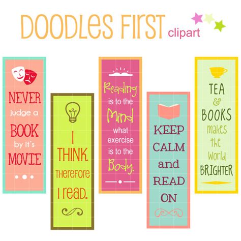 Reading Quotes Bookmarks Digital Clip Art For Scrapbooking