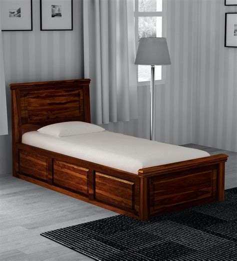 Buy Stanfield Solid Wood Single Bed With Box Storage In Provincial Teak