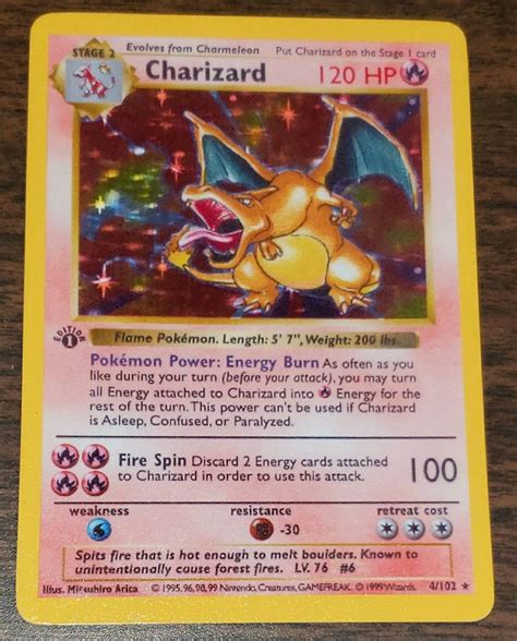 What makes this card truly unique is how wizards of the coast made the pokémon shiny opposed to the traditional foil background. 1st Edition Shadowless Charizard 4/102 Base Set Holo Rare | Etsy