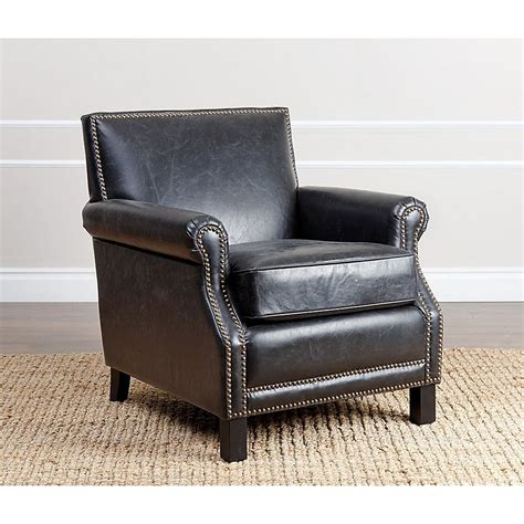 Combining style, comfort, and quality, this sofa is designed to complement your living space. Abbyson Living® Chloe Leather Arm Chair in Antique Black | Black leather club chair, Leather ...