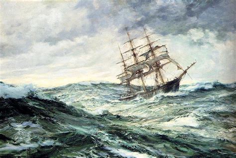 Montague Dawson A Ship In Stormy Seas Painting Framed Paintings For Sale