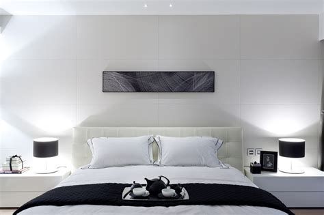 White master bedroom corner with lamp. Synergistic Modern Spaces by Steve Leung
