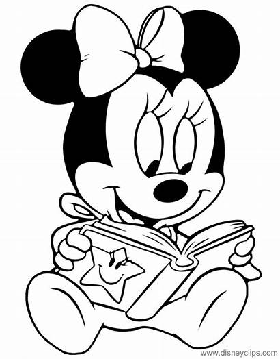 Minnie Clipart Reading Coloring Disney Mouse Pages
