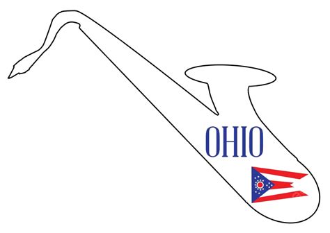 Saxophone Silhouette With Ohio Flag Icons America Ohio State Vector