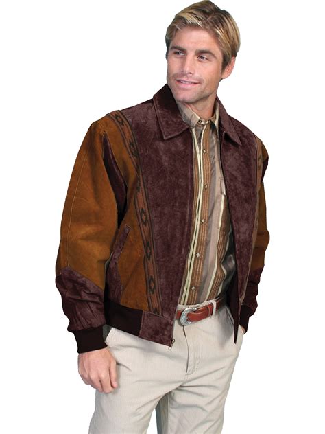 Pungo Ridge Scully Mens Boar Suede Rodeo Jacket Cafe Brown