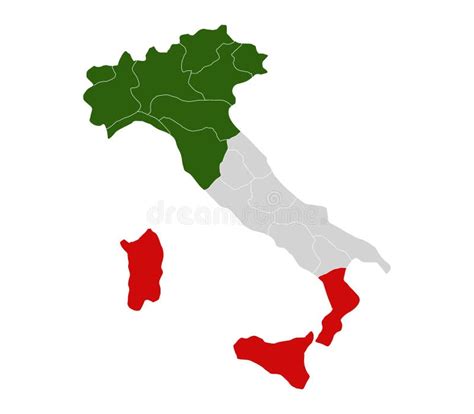 Mapa De Itália Com Regiões Ilustração Stock Ilustração De Objeto