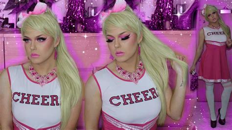 barbie cheerleader drag transformation tutorial halloween 2019 youtube