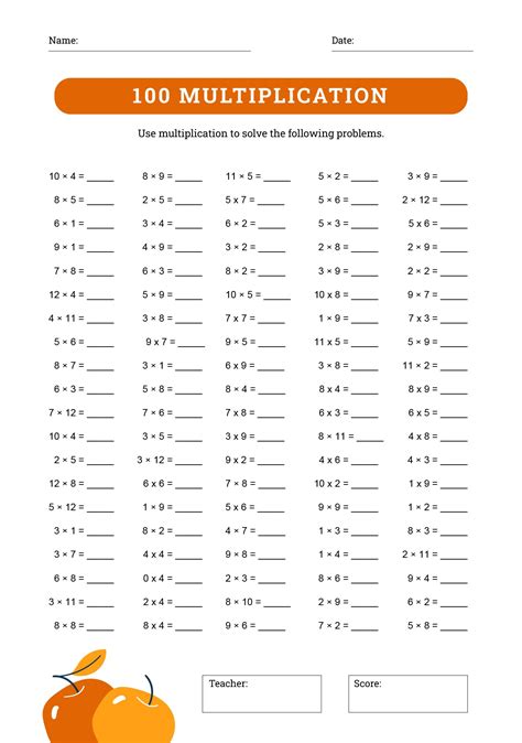 100 Math Multiplication Facts Worksheet Math Maze With Multiplication