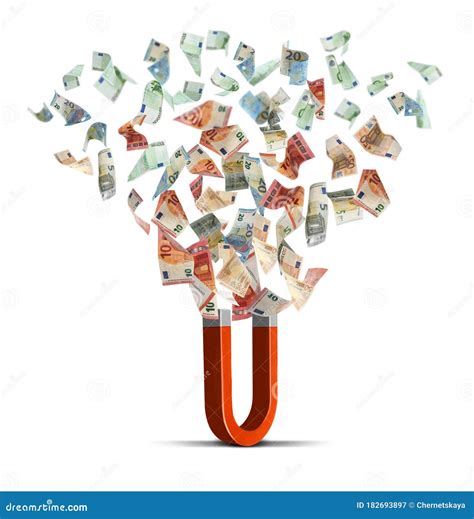 Red Horseshoe Magnet Attracting Money On Background Stock Image Image