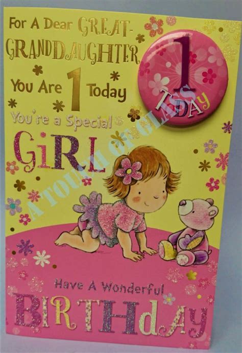 Great Granddaughter 1st Birthday Badge Card Candy Club Greetings