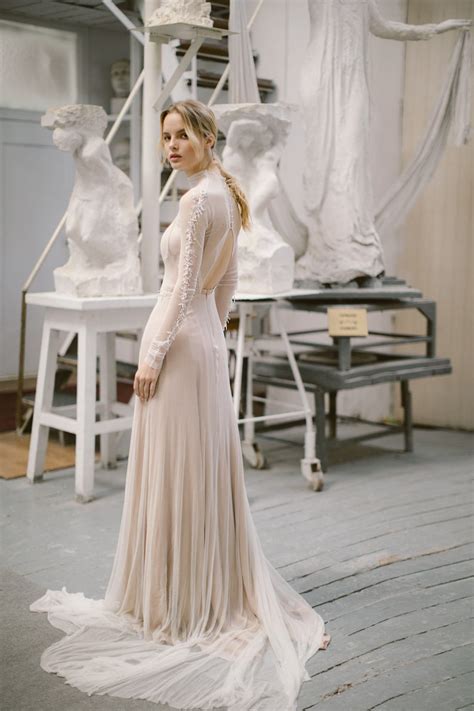 Ivory Turtleneck Wedding Gown Hoarfrost Dawn Long Sleeve Etsy