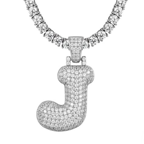 Maybe you would like to learn more about one of these? Bubble Letter J Custom Pendant 925 Silver 18"-26" Tennis ...