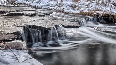 Free Images Rock Waterfall Creek Snow Cold Winter Wave River