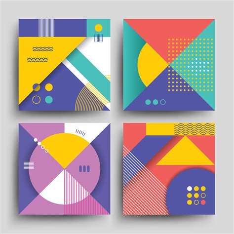 Retro Patterns With Abstract Simple Geometric Shapes Vector Design For