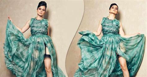 Kangana Ranaut Once Donned A Sheer Green Dress Exposing The Sxy Black