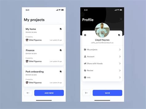 Projects And Profile App Design Profile Mobile App Design Inspiration Profile App