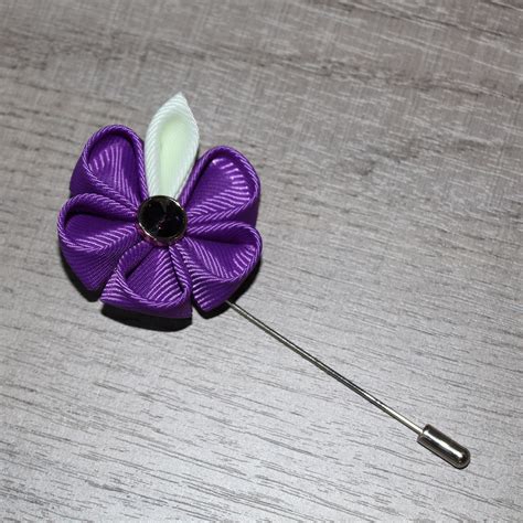 Purple Lapel Pin Flower Lavender Flower Brooch Kanzashi Violet Etsy