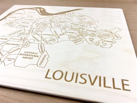 Louisville Etched Atlas Engraved Wood Maps And Wood Art Wood Map Map