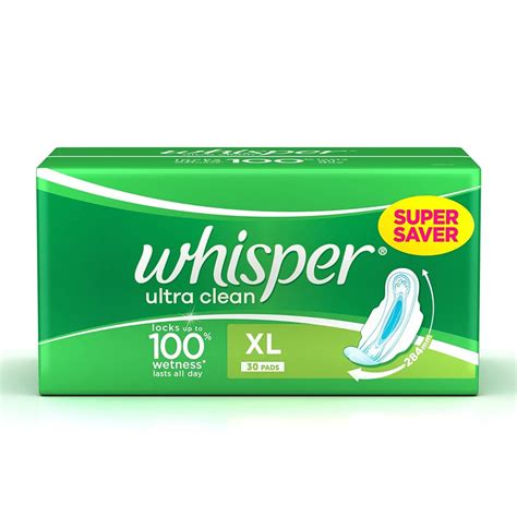 Whisper Ultra Clean Wings Sanitary Pads Xl 30 Count Price Uses Side