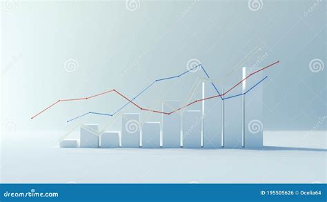 Financial Rising Bar And Graph Growing Front View Stock Illustration