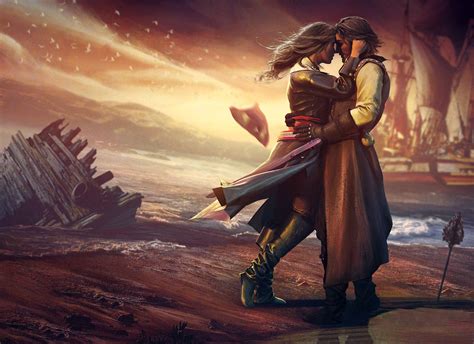 artstation kiss guilherme batista fantasy art couples pirate art fantasy art