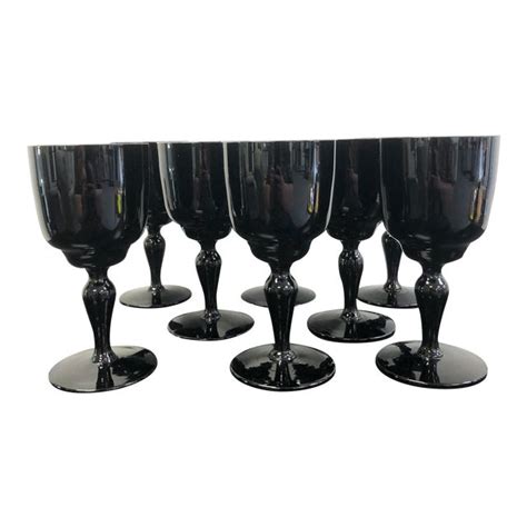 Vintage Black Goblets Set Of 9 Chairish
