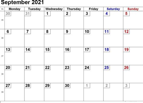 Microsoft Word Calendar Template 2021 Monthly Free